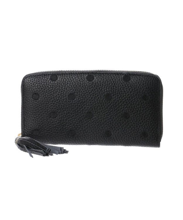 UNBILLION ペルケ perche / 牛革ドット刺繍ラウンド長財布 ブラック