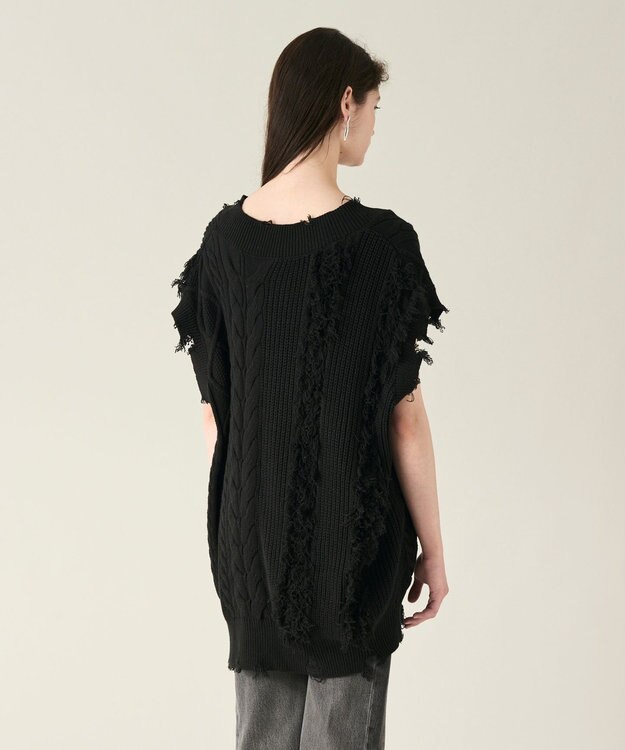 GRACE CONTINENTAL クラッシュニットトップ ブラック