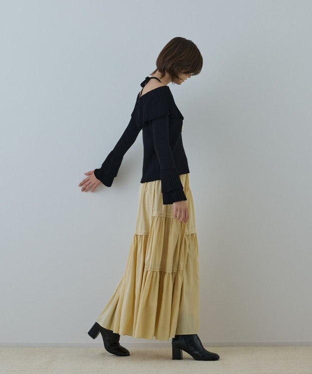 GRACE CONTINENTAL ティアードロングスカート イエロー