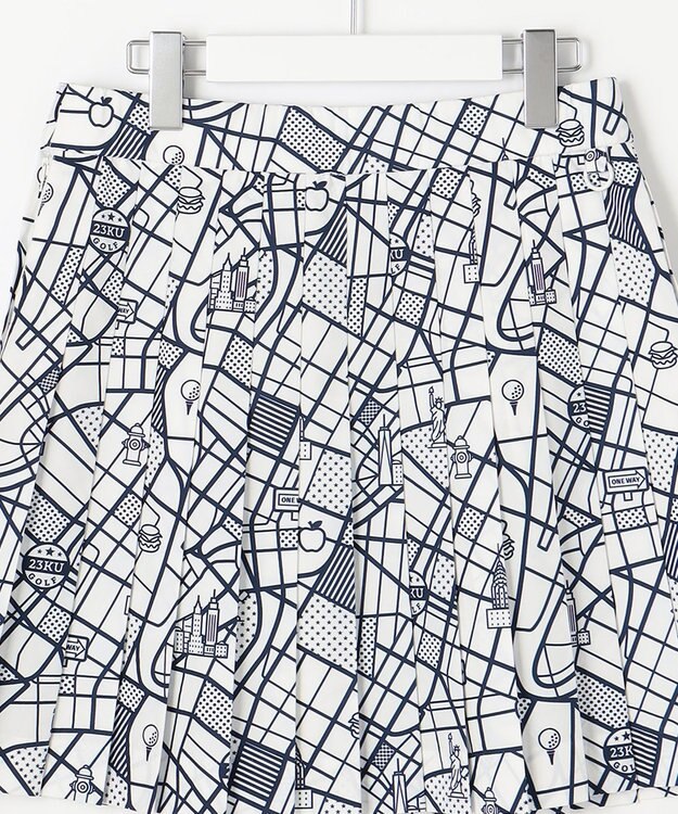 23区GOLF 【WOMEN】ニューヨークマップ柄 プリーツスカート ホワイト系5