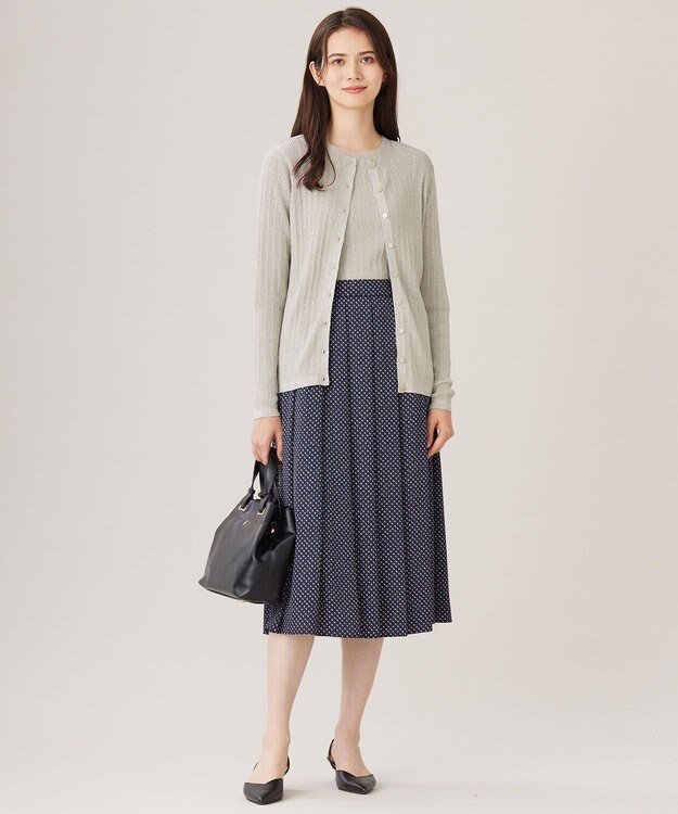 自由区 L 【カタログ掲載・アンサンブル対応・洗える】グリッターリブ カーディガン サンド