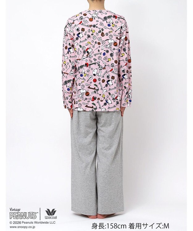 WACOAL PEANUTS パジャマ 長袖 長ズボン 綿100%(本体) スヌーピー レディース FDX561 /ワコール ピンク