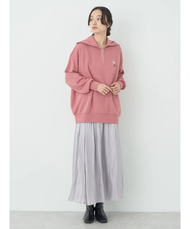 earth music&ecology Ｌｅｅ×ｅ．ｍ．ａ．ｅ．　ハーフジップ刺繍スウェット Pink