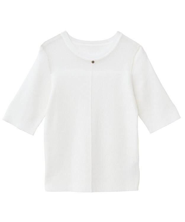 earth music&ecology シアーヨークニットプルオーバー Ivory