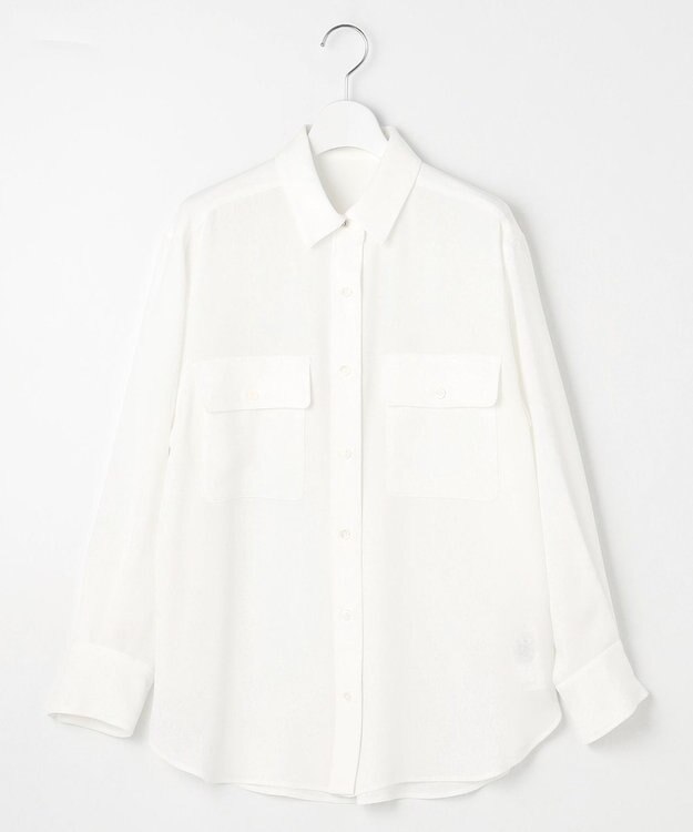 自由区 【洗える】ハイツイストシャツ ブラウス オフホワイト