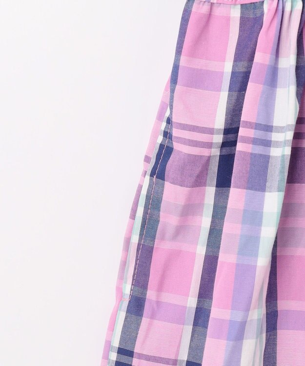 ANY KIDS チェック ドッキング ワンピース ローズ×マドラスチェック