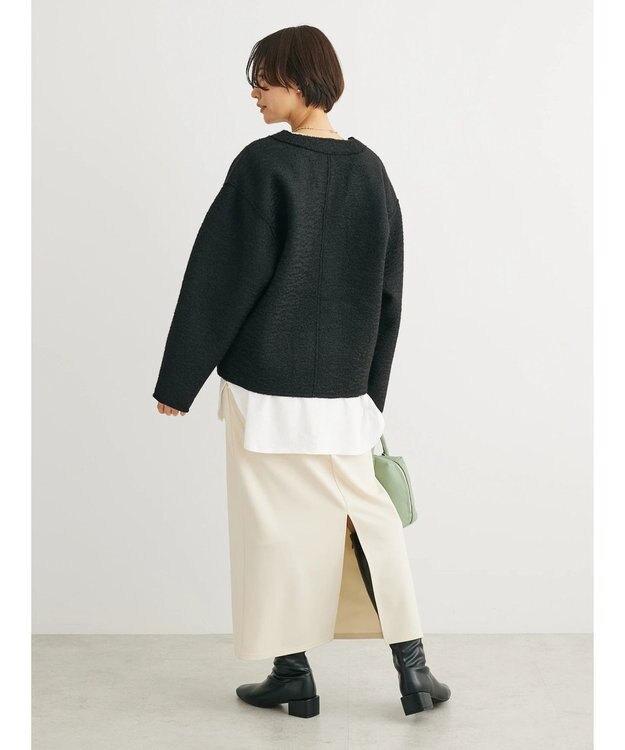 Green Parks ・ＥＬＥＮＣＡＲＥ　ＤＵＥ　ブークレＶネックカーデ Black