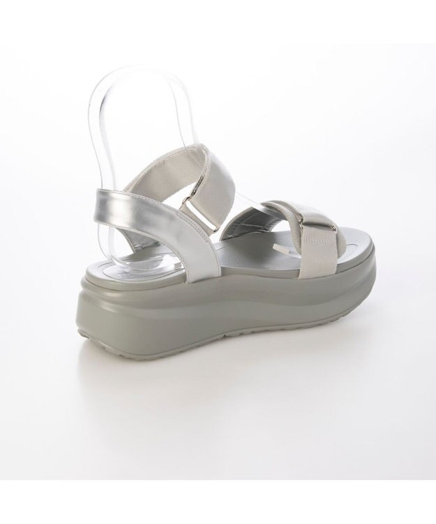 MODE ET JACOMO <noyau>厚底サテンベルクロスポーツサンダル シルバー