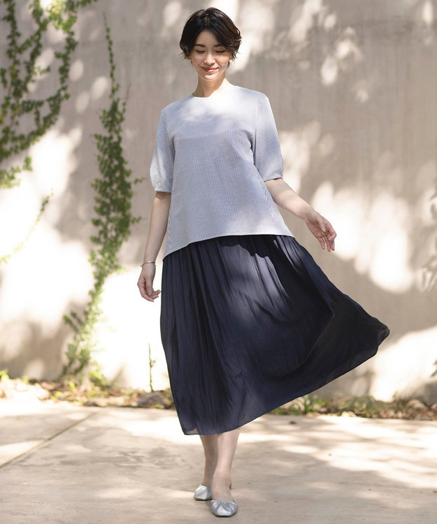 J.PRESS LADIES 【WEB限定・洗える】キャミワンピース カットソー ツインセット ブルー系