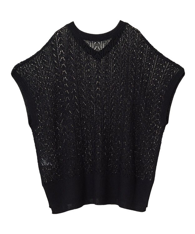 Green Parks 透かし編みニットチュニック Black