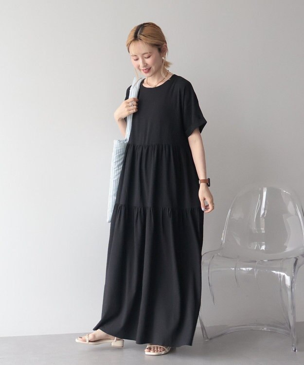 AMERICAN HOLIC 【先行予約】【WEB限定】サッカーティアードワンピース＜丈違い＞ Black