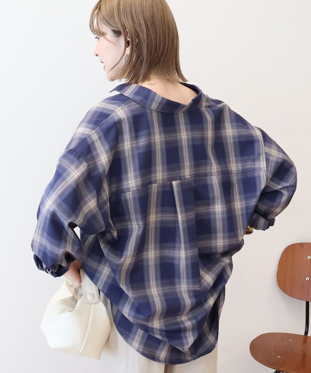 AMERICAN HOLIC イージーケアチェックシャツ【360°着こなしシャツ】 Blue