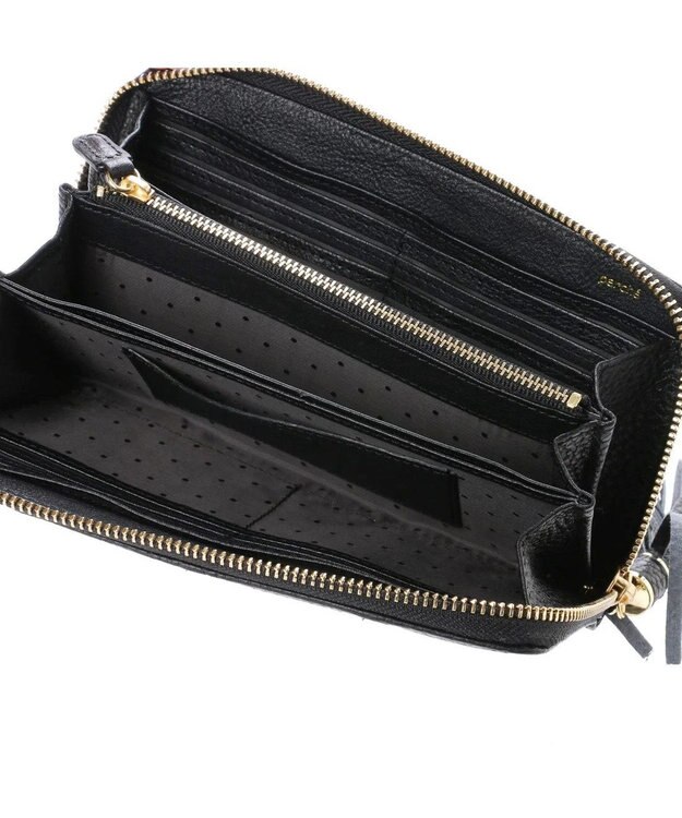 UNBILLION ペルケ perche / 牛革ドット刺繍ラウンド長財布 ブラック