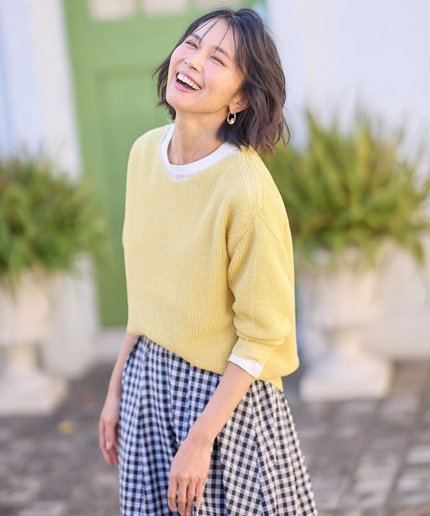 ANY L 【洗濯機可/前後着用可/アンチピリング】２ＷＡＹドライニット イエロー