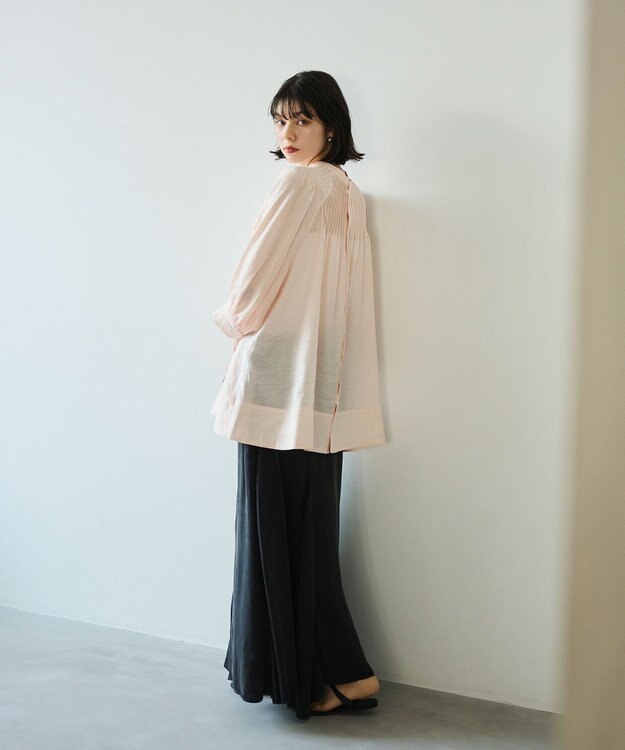 #Newans 【金子綾さんインスタライブご紹介アイテム】（前後着用可能）ピンタックシアーブラウス シアーピンク