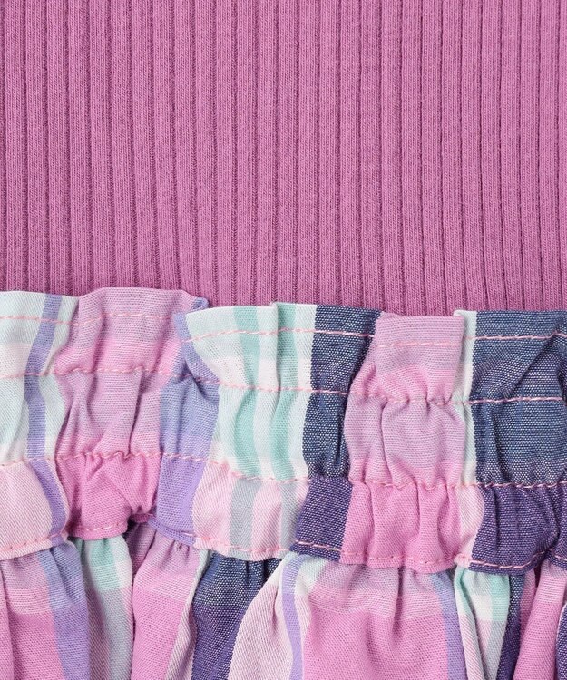 ANY KIDS チェック ドッキング ワンピース ローズ×マドラスチェック