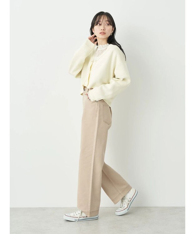 earth music&ecology バイカラースポンディッシュカーディガン Ivory