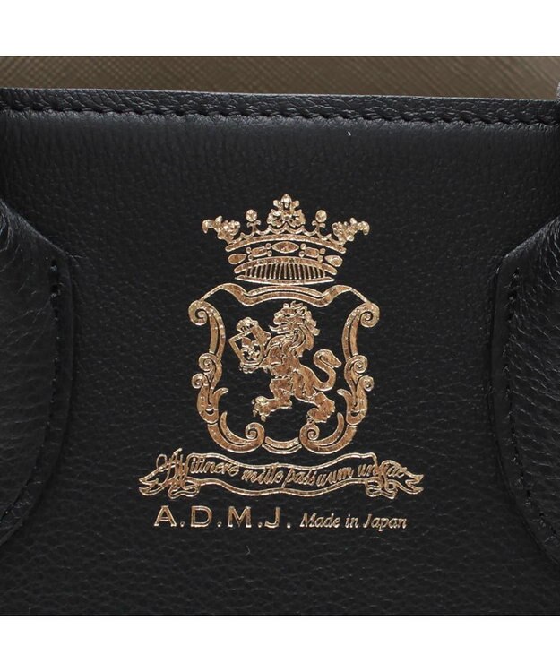 A.D.M.J. 【牛革】 クラシックアニルブリロ/サイドベルトトート25cm(ショルダーストラップ付) BK