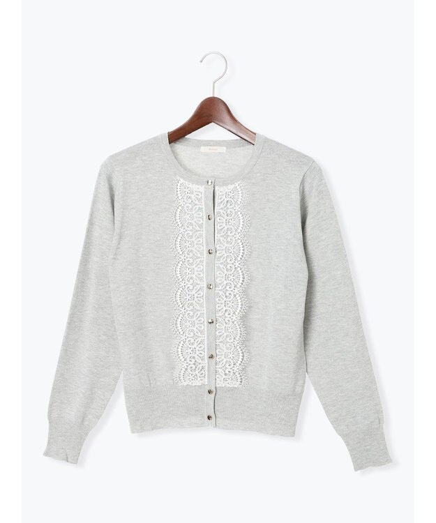 Te chichi フロントレースクルーネックカーディガン グレー