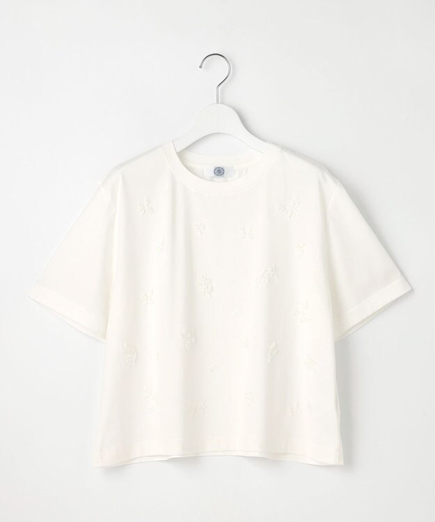 J.PRESS LADIES 【洗える】スパンコール Ｔシャツ オフホワイト系