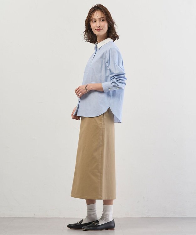 J.PRESS LADIES 【WEB限定カラーあり・2way】エステネージュ TYPEWRITER STRIPE シャツ サックスストライプ系