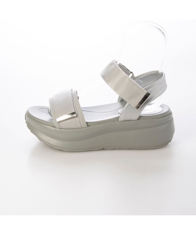 MODE ET JACOMO <noyau>厚底サテンベルクロスポーツサンダル シルバー