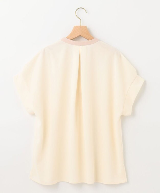 組曲 L 【洗える】バイカラージョーゼットスキッパー ブラウス アイボリー系