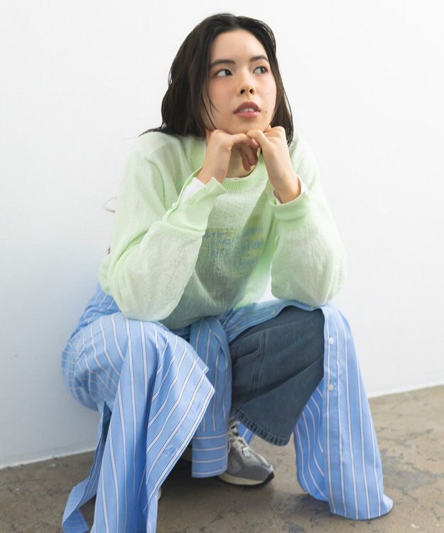 CRAFT STANDARD BOUTIQUE ジョーゼットシアーニットプルオーバー Light Green