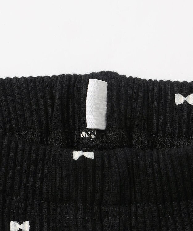 ANY KIDS 総柄テレコ レギンス ブラック×リボン