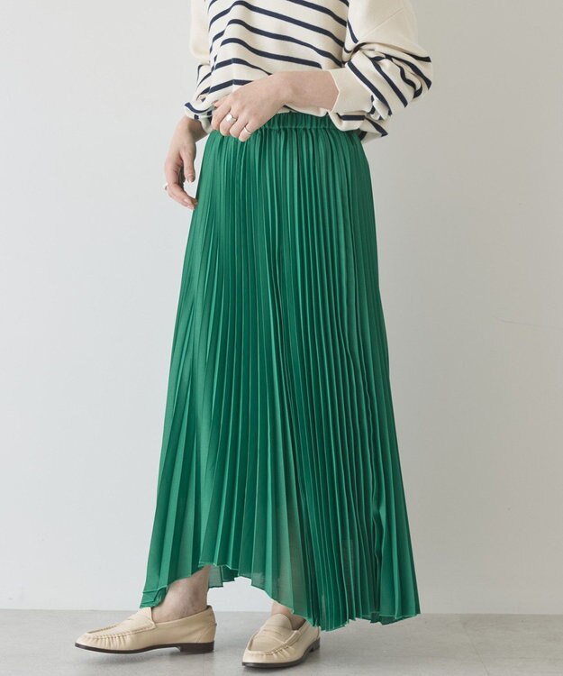 AMERICAN HOLIC 【選べる丈】シアープリーツスカート Green