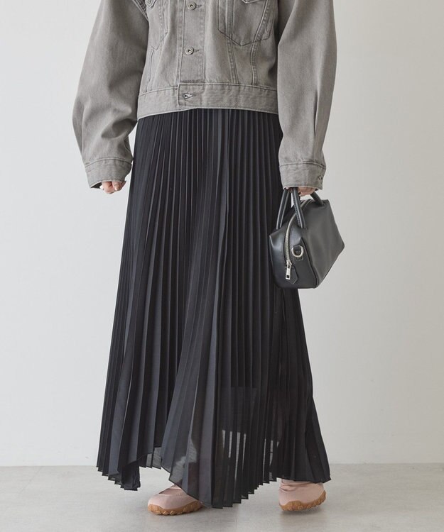 AMERICAN HOLIC 【選べる丈】シアープリーツスカート Navy