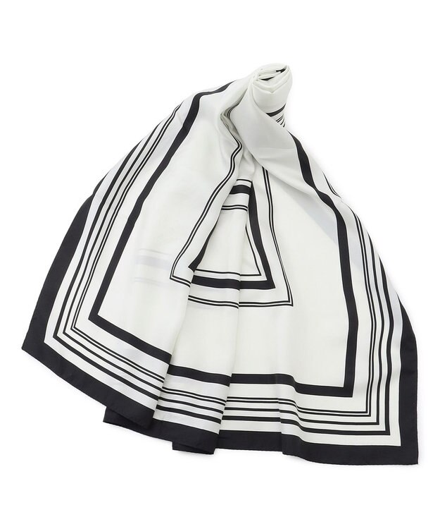 uncrave スクエア シルクスカーフ ホワイト×ブラック