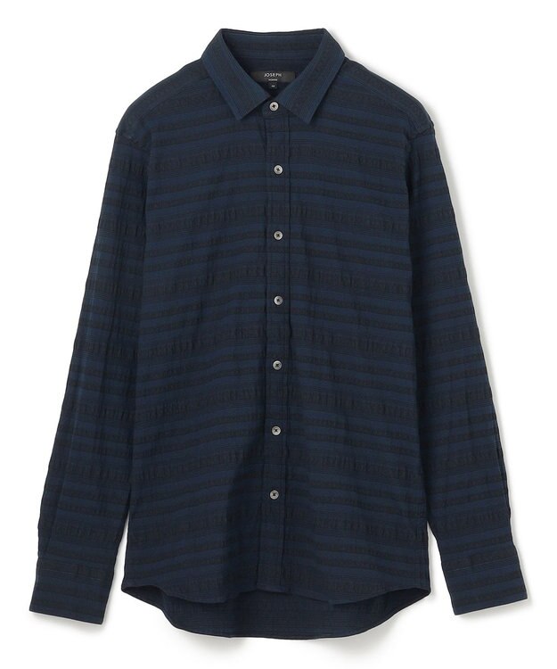 JOSEPH HOMME レボソジャガードストレッチ　レギュラーカラーシャツ ネイビー系