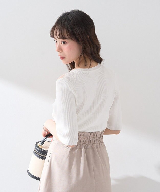 earth music&ecology シアーヨークニットプルオーバー Ivory