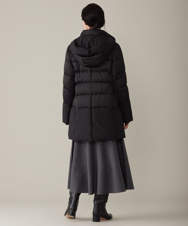 自由区 L 【撥水加工・洗える】ブライトダウンフード付き ダウンコート ミッドナイト