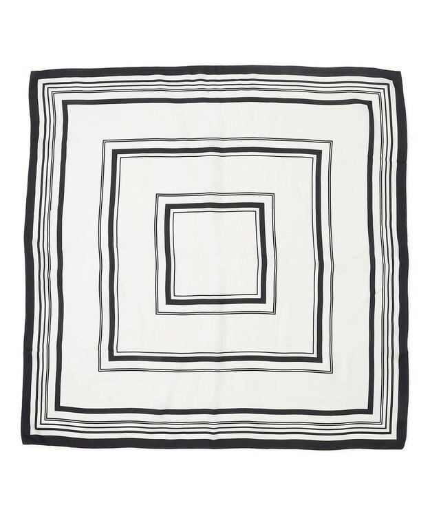 uncrave スクエア シルクスカーフ ホワイト×ブラック