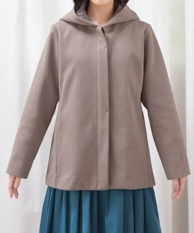 Tiaclasse フーデットショートコート モカ