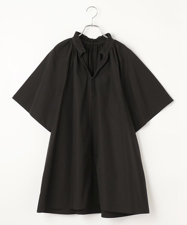 #Newans 【ANSWER for 骨格ナチュラル】ギャザーネックフレアスリーブチュニック ブラック系
