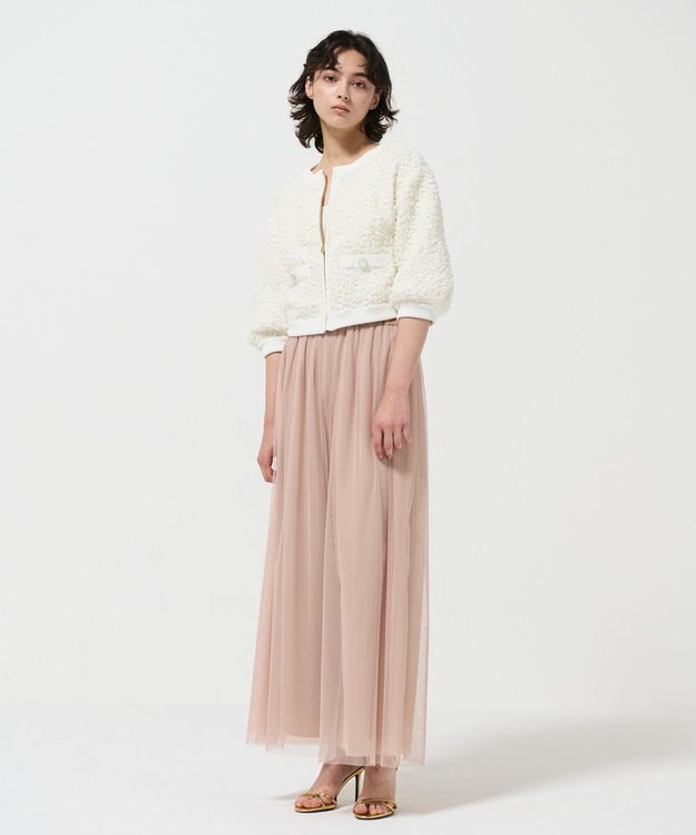 GRACE CONTINENTAL チュールフリルニットブルゾン ホワイト