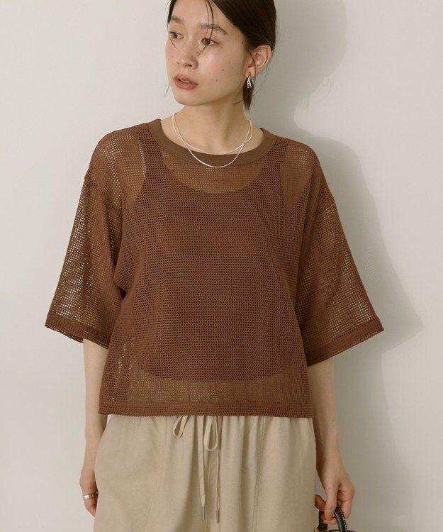 AMERICAN HOLIC メッシュボックスTシャツ Brown