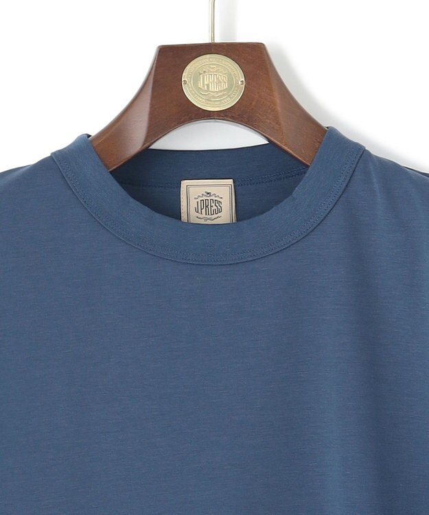 J.PRESS MEN シルクのような光沢感の上品Tシャツ【UVカット / 接触冷感 / 吸水速乾】【J.PRESS PREMIUM JERSEY】ポンチクルーネック Tシャツ ブルー系