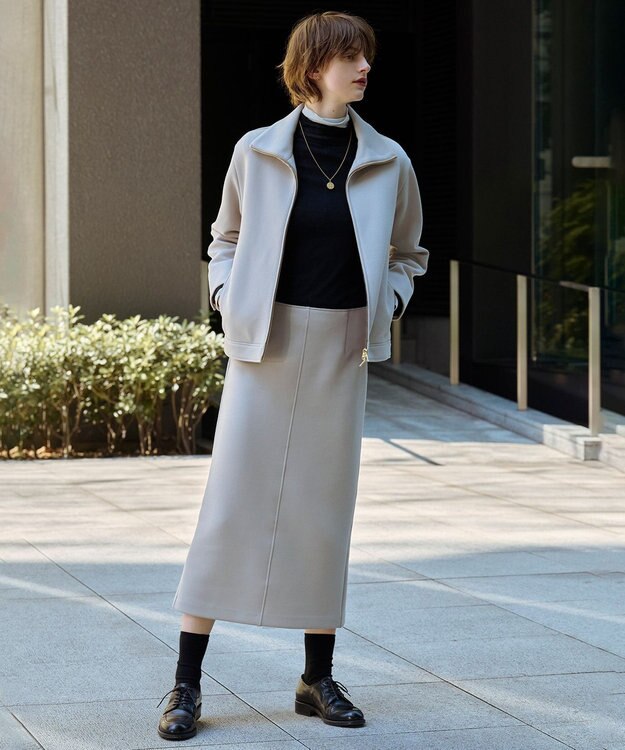 J.PRESS LADIES S ダンボールジャージー ナロー スカート グレージュ系