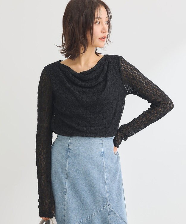 Green Parks ・ＳＵＧＡＲ　ＳＰＯＯＮ　ドレープレースプルオーバ Black