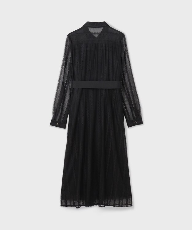 GRACE CONTINENTAL ストライプレースシャツワンピース ブラック