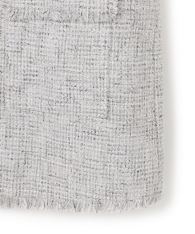 ICB ライトブッチャーツイード ノーカラージャケット ライトグレーミックス