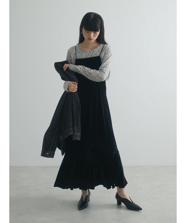 Green Parks armonia．ベロアキャミワンピース Black