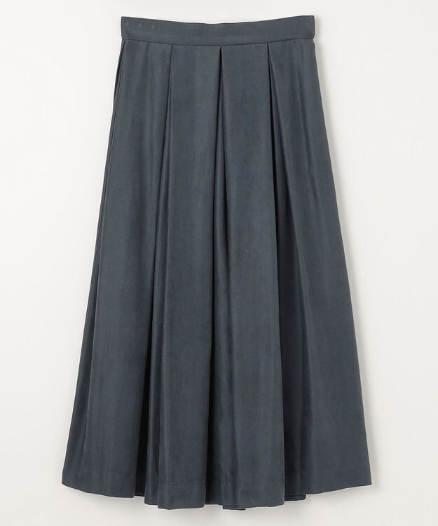 ANY L 【ウエストゴム】ベロアタッチタックスカート チャコール