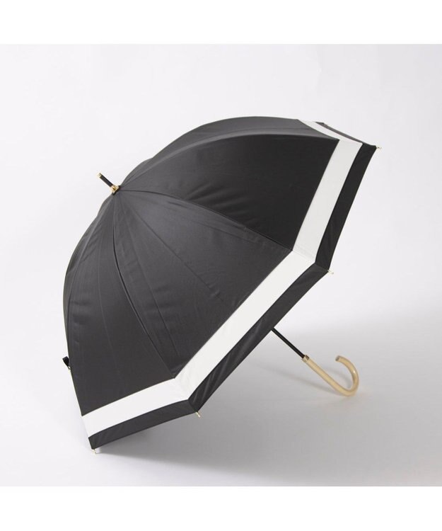 UNBILLION カシュネ cachenez / 【晴雨兼用】【日傘】 【UV カット率99.999.9％以上】PU切り継ぎボーダーバルーンショートパラソル ブラック