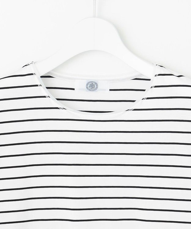 J.PRESS LADIES 【洗える】スムースジャージー ボーダー カットソー オフ×ブラック系