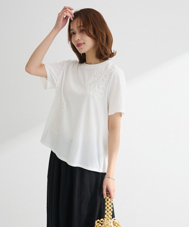 Green Parks ・ＳＵＧＡＲ　ＳＰＯＯＮ　コード刺繍ＴＥＥ Off White